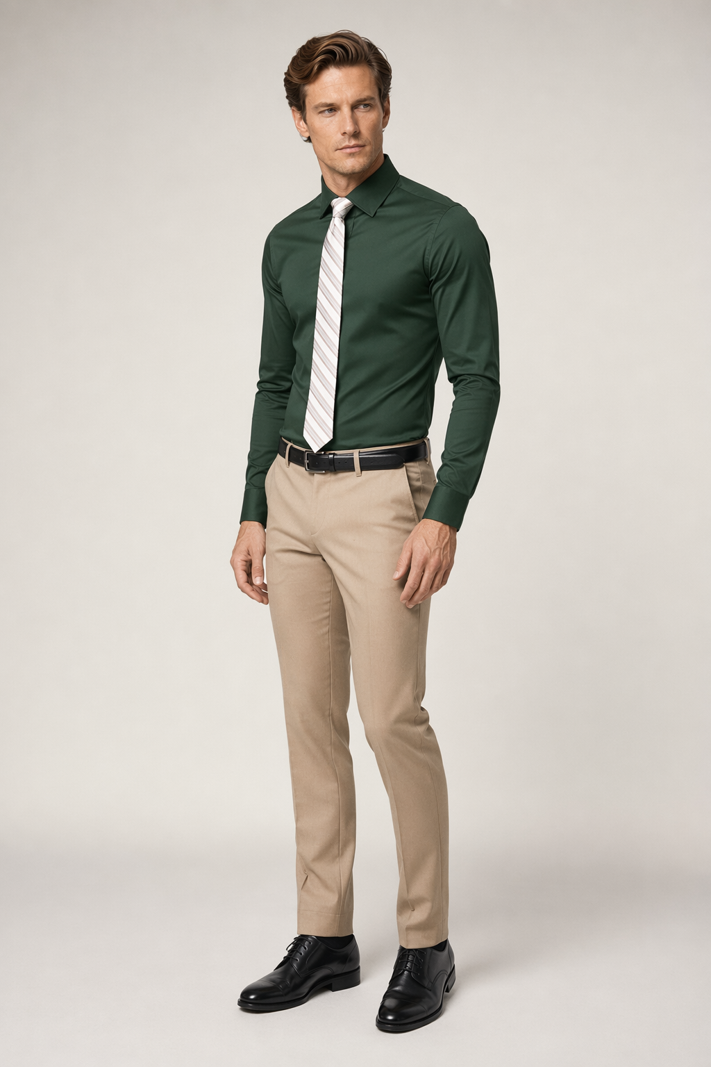 Slim Fit Button-Up Shirt for Men - Stylish and Modern Design Green