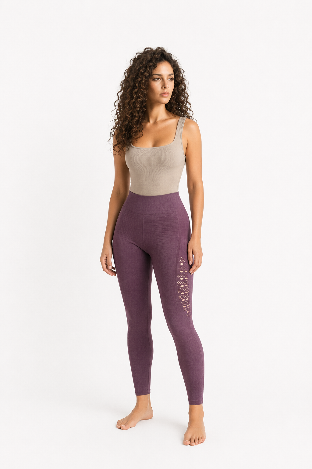 Slim Fit Yoga Leggings for Women with High Elastic Waist and Breathable Fabric Purple