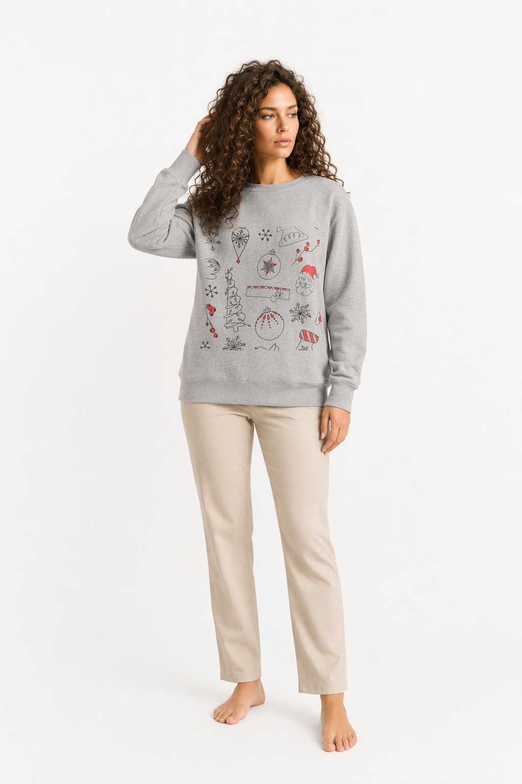 Christmas-themed Sweater for Women Sport Grey