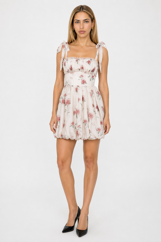 Sassy Floral Mini Dress with Zipper Default