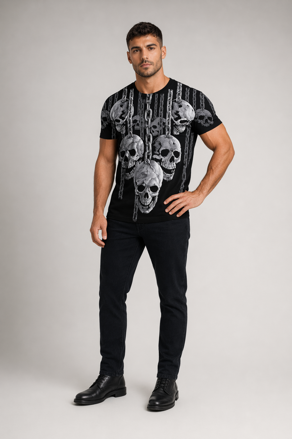 Vintage Skull Graphic Tee for Men Style 5