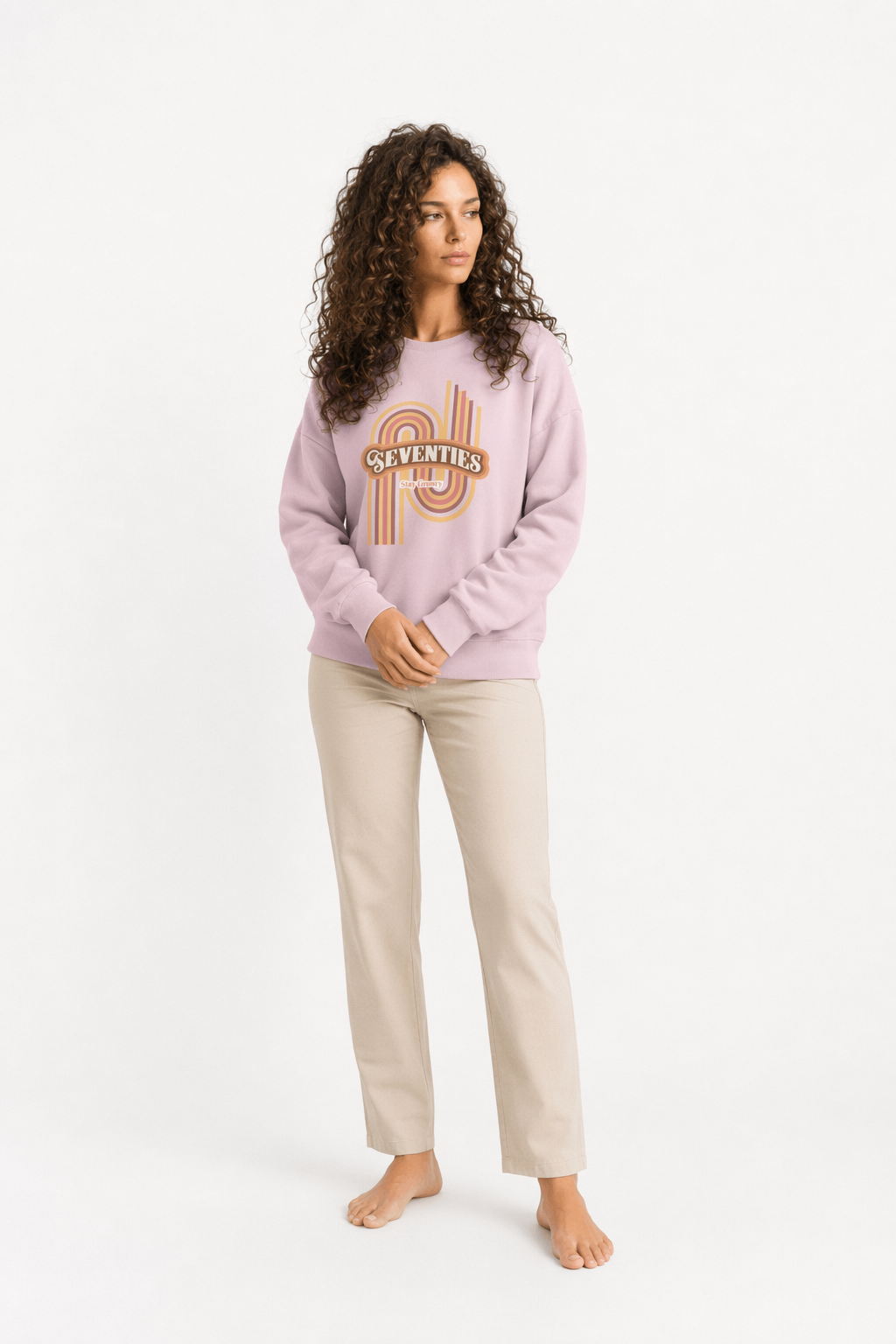Retro 1970's Women's Crewneck Sweatshirt Light Pink