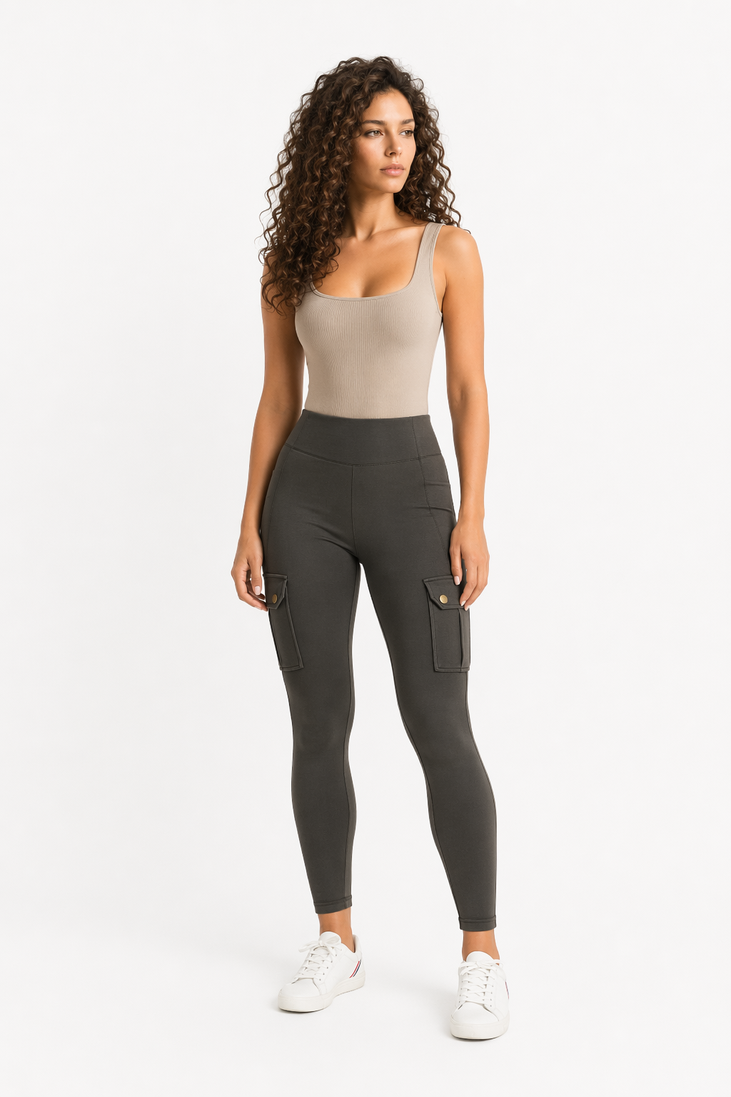 High-Waisted Yoga Leggings for Women featuring Convenient Pockets Gray