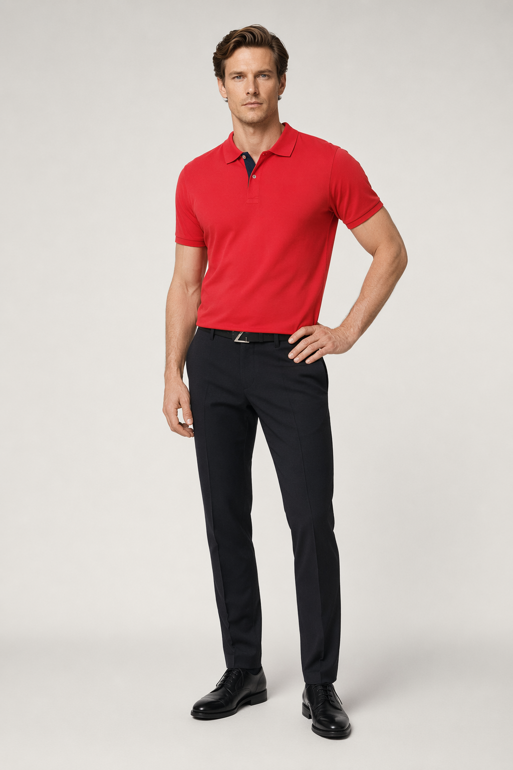 Casual Polo Shirt for Men with Short Sleeves Red