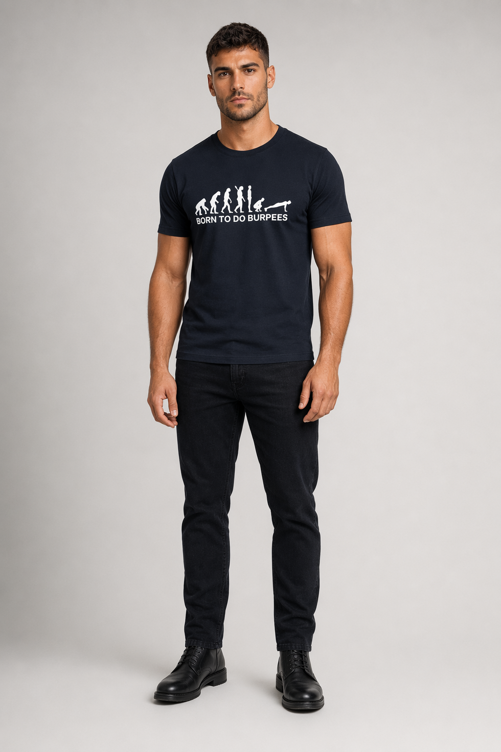 Men's Logo T-Shirt for Burpee Exercise Navy