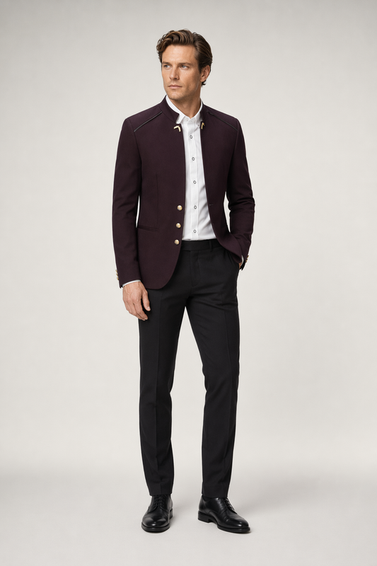Slim Fit Blazer for Men's Fashion Wine