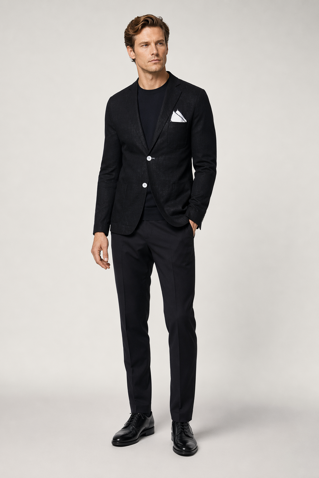 Linen Blazer for Men - Two Button Stylish Jacket Black