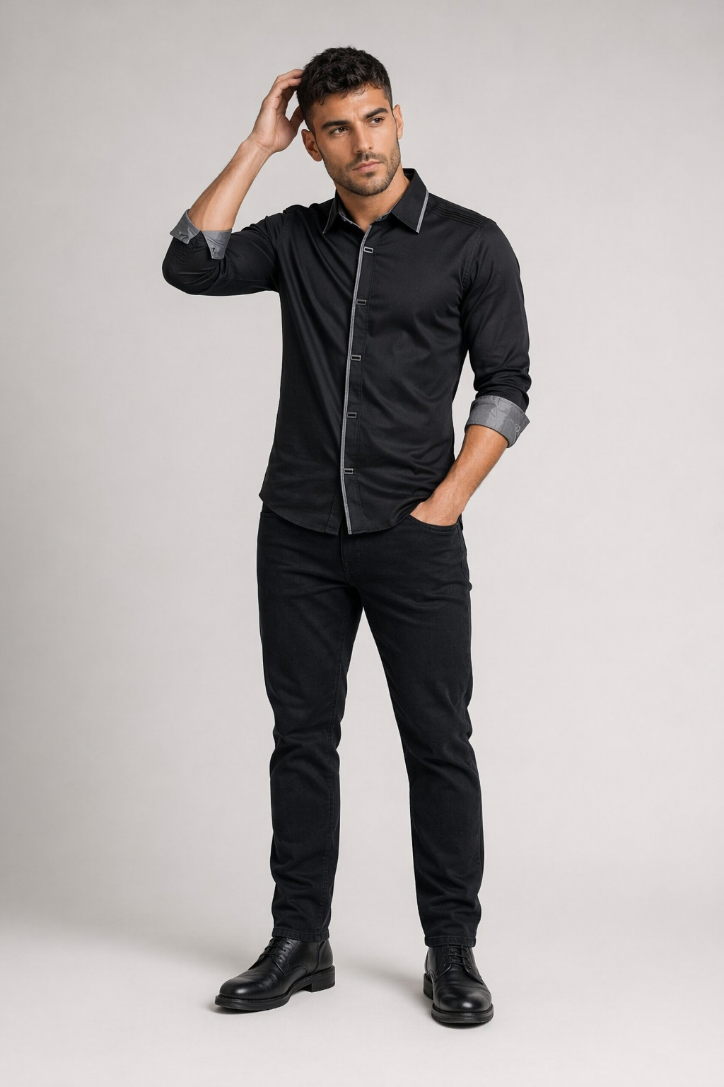 Standard Men's Shirt with Snap Buttons Black