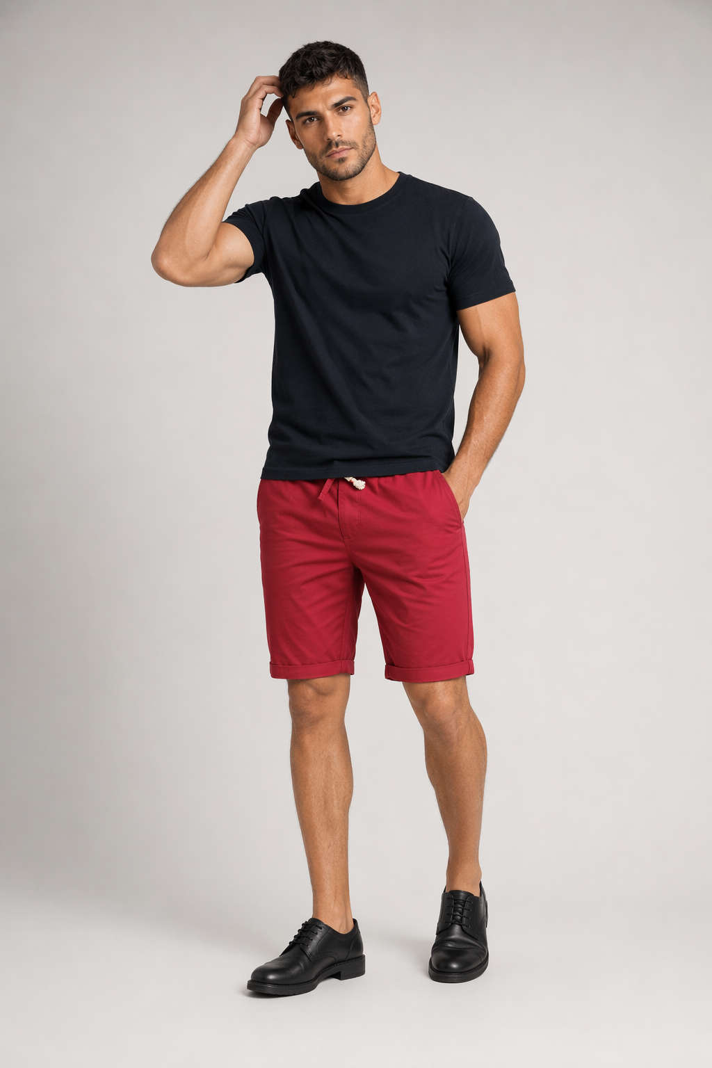 Casual Drawstring Shorts for Men Red