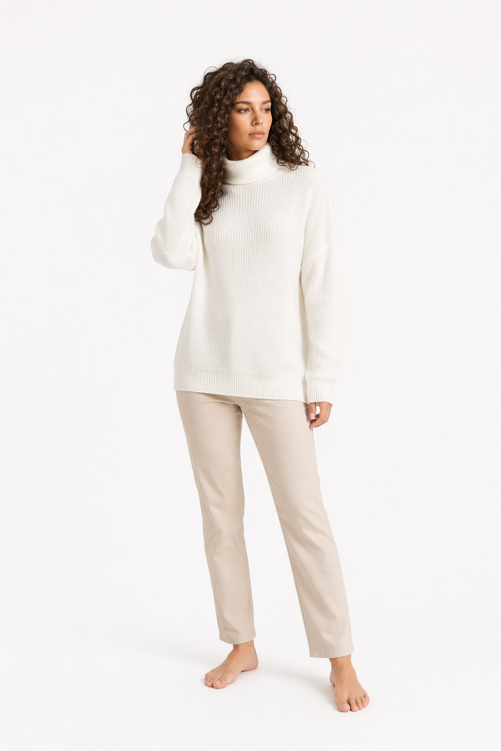 Trendy Women's Turtleneck Pullovers Off White