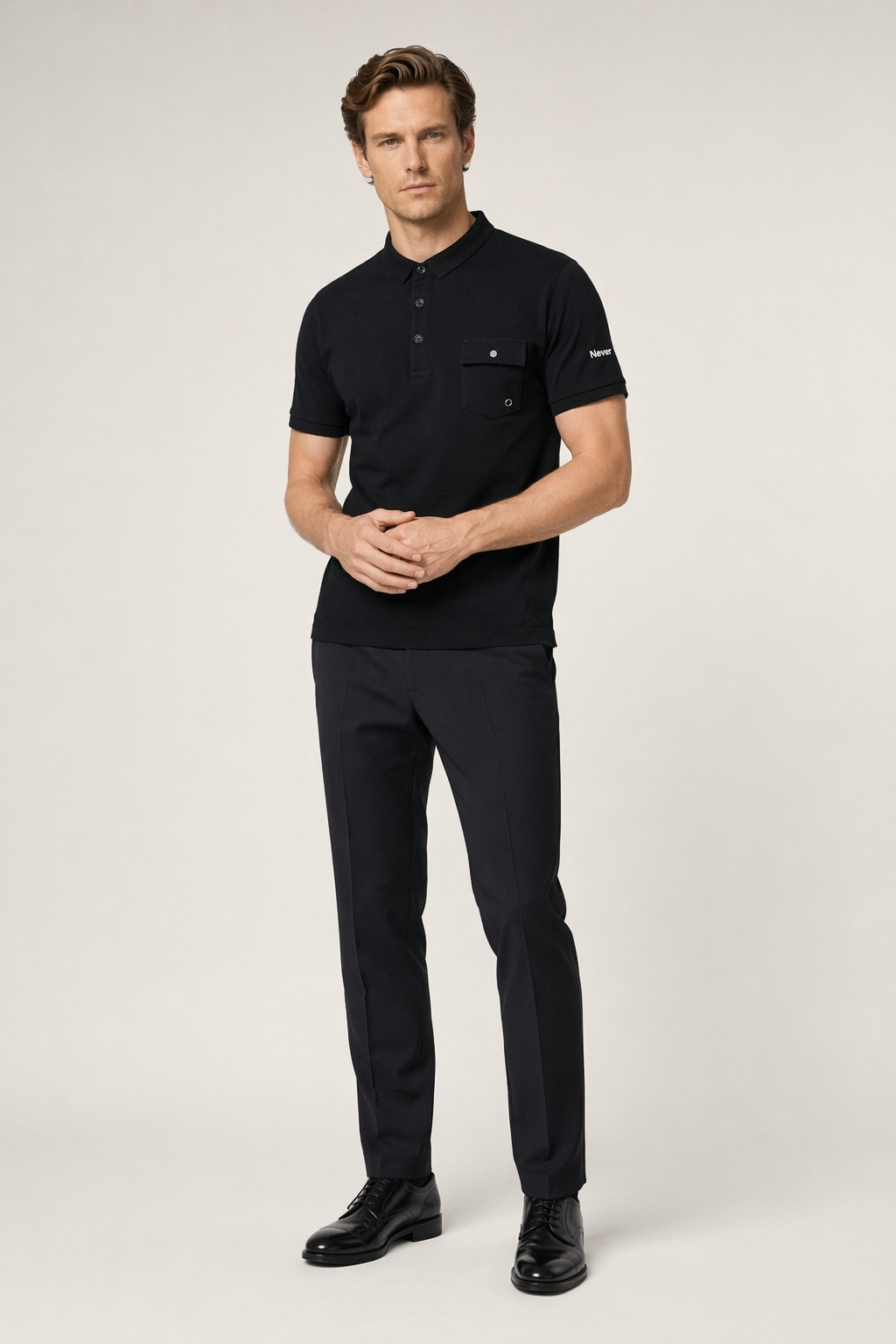 Pocketed Men's Short Sleeve Polo Black