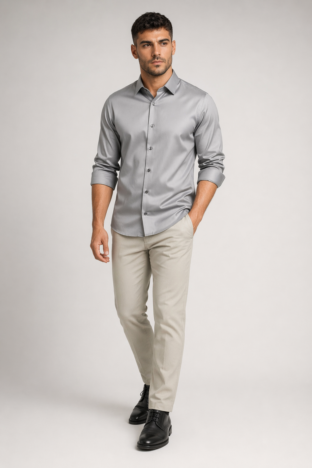 Wrinkle-Free Men's Shirt with Button Front 7