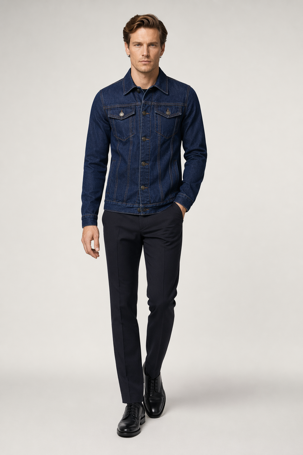 Denim Streetwear Jacket for Men Dark blue
