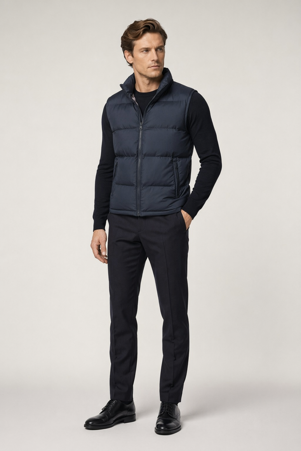 Navy Men's Winter Puffer Vest with Zip Closure Default