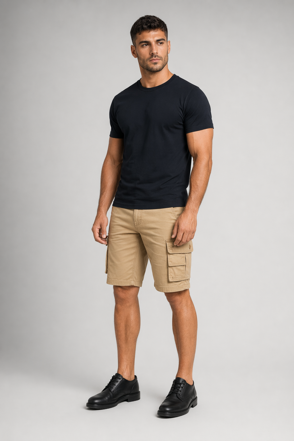 Side Pocketed Men's Casual Cargo Shorts Khaki
