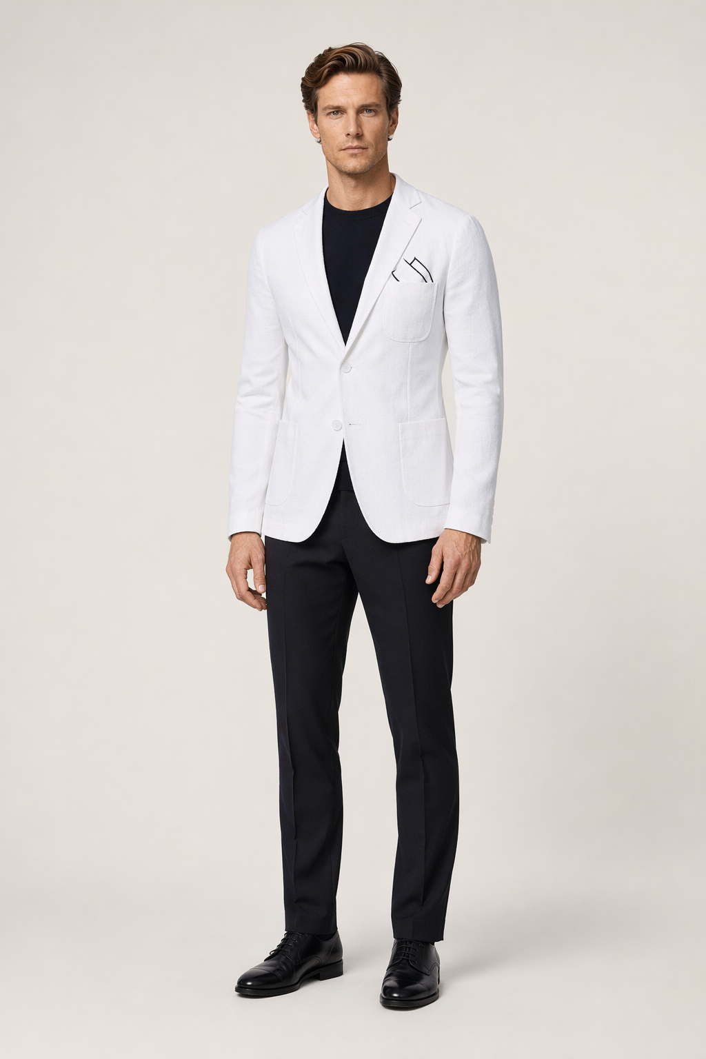 Linen Blazer for Men - Two Button Stylish Jacket White
