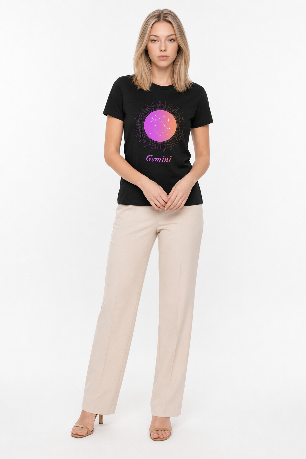 Gradient Zodiac T-Shirt for Women Black
