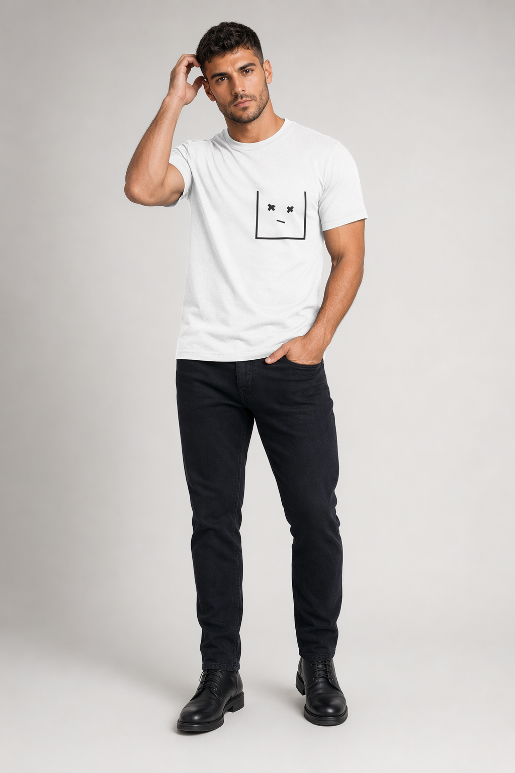 Streetwear T-Shirt for Men with Faux Pockets White