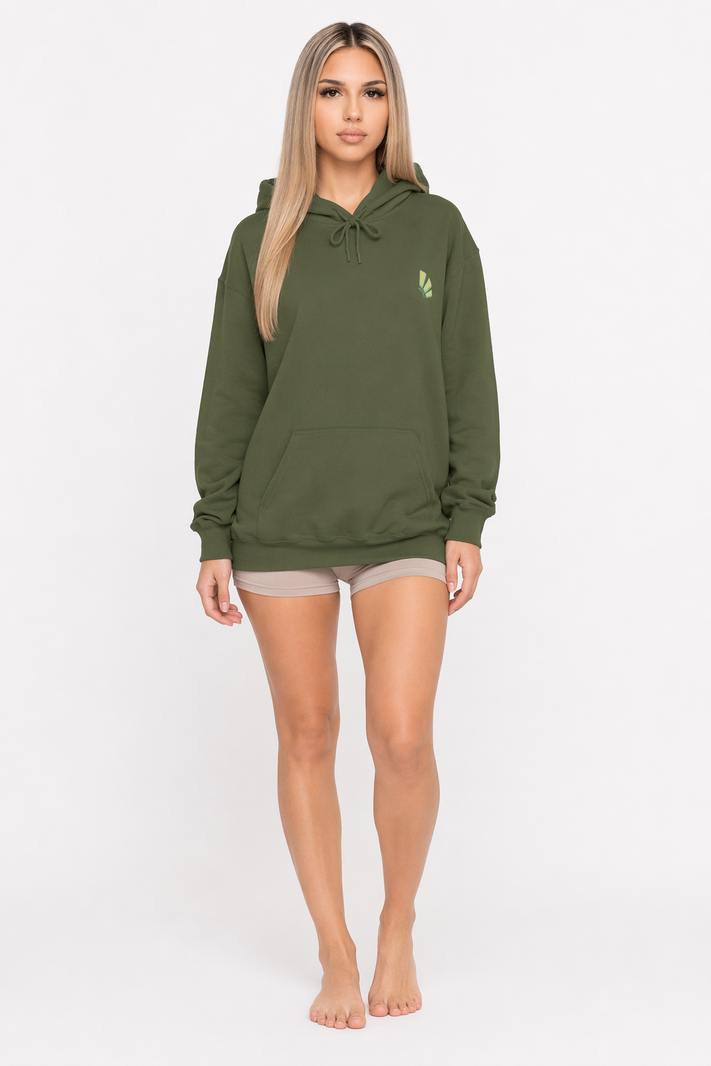 Anime Mango Logo Hoodie Military Green