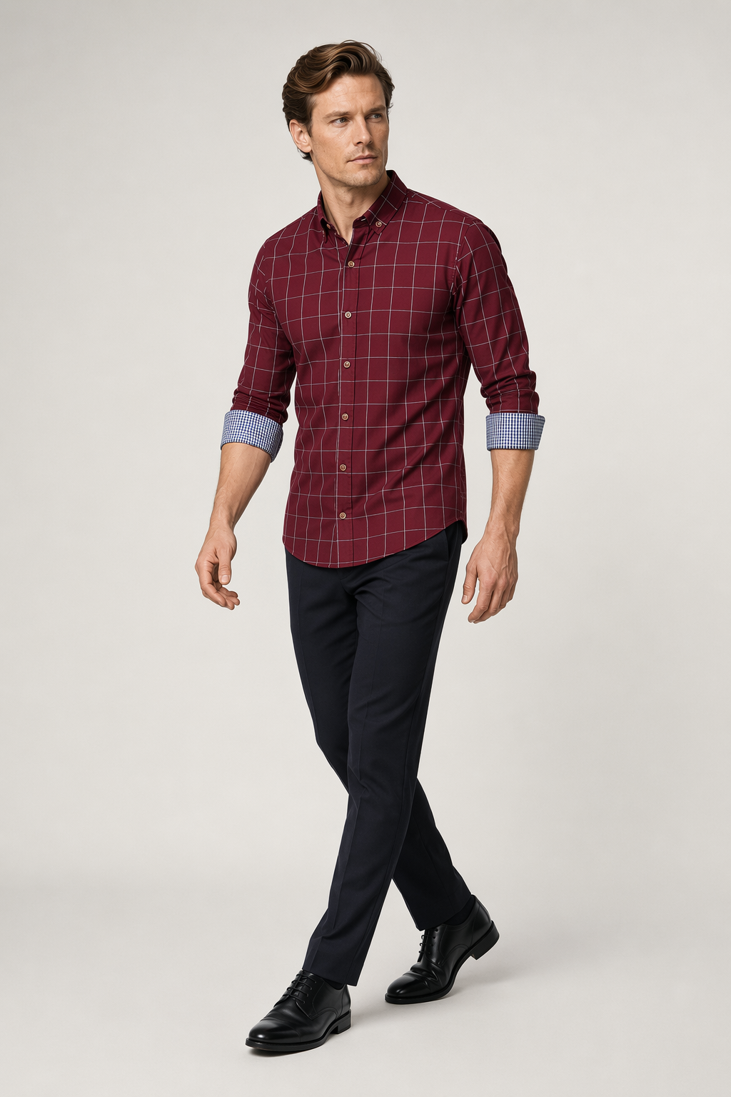 Red Checkered Men's Button-Down Shirt Default
