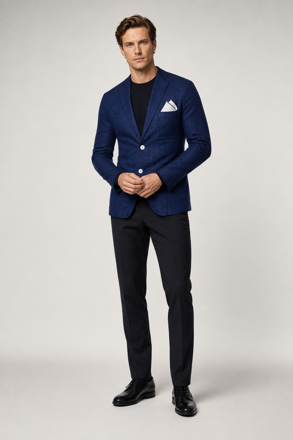Linen Blazer for Men - Two Button Stylish Jacket Navy