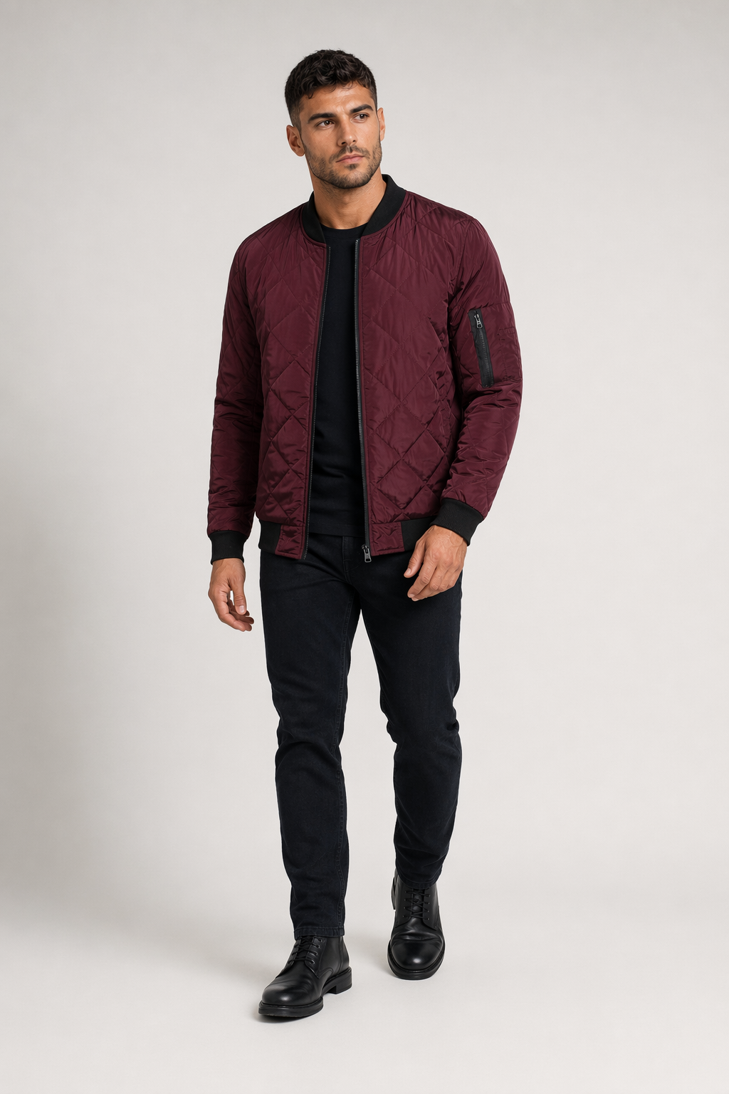 Quilted Jacket for Men Wine