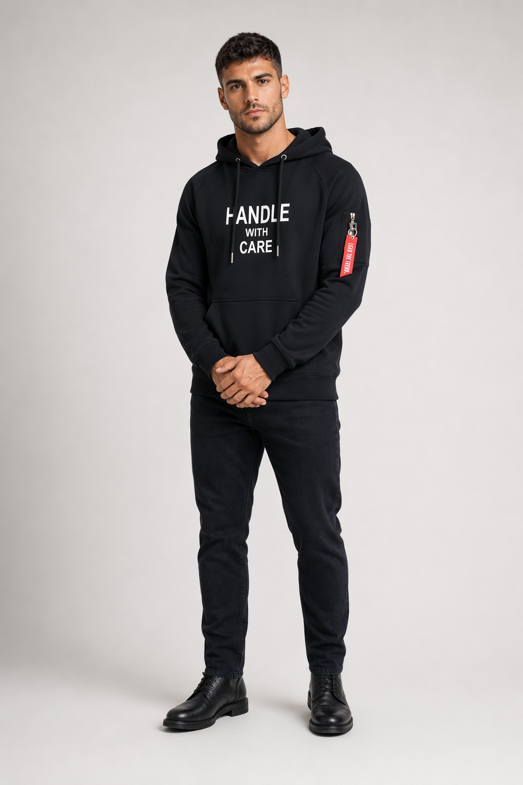 Street Style Hoodie for Men Black