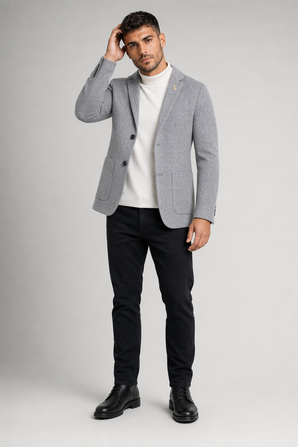 Classic Dual Button Men's Blazer Gray