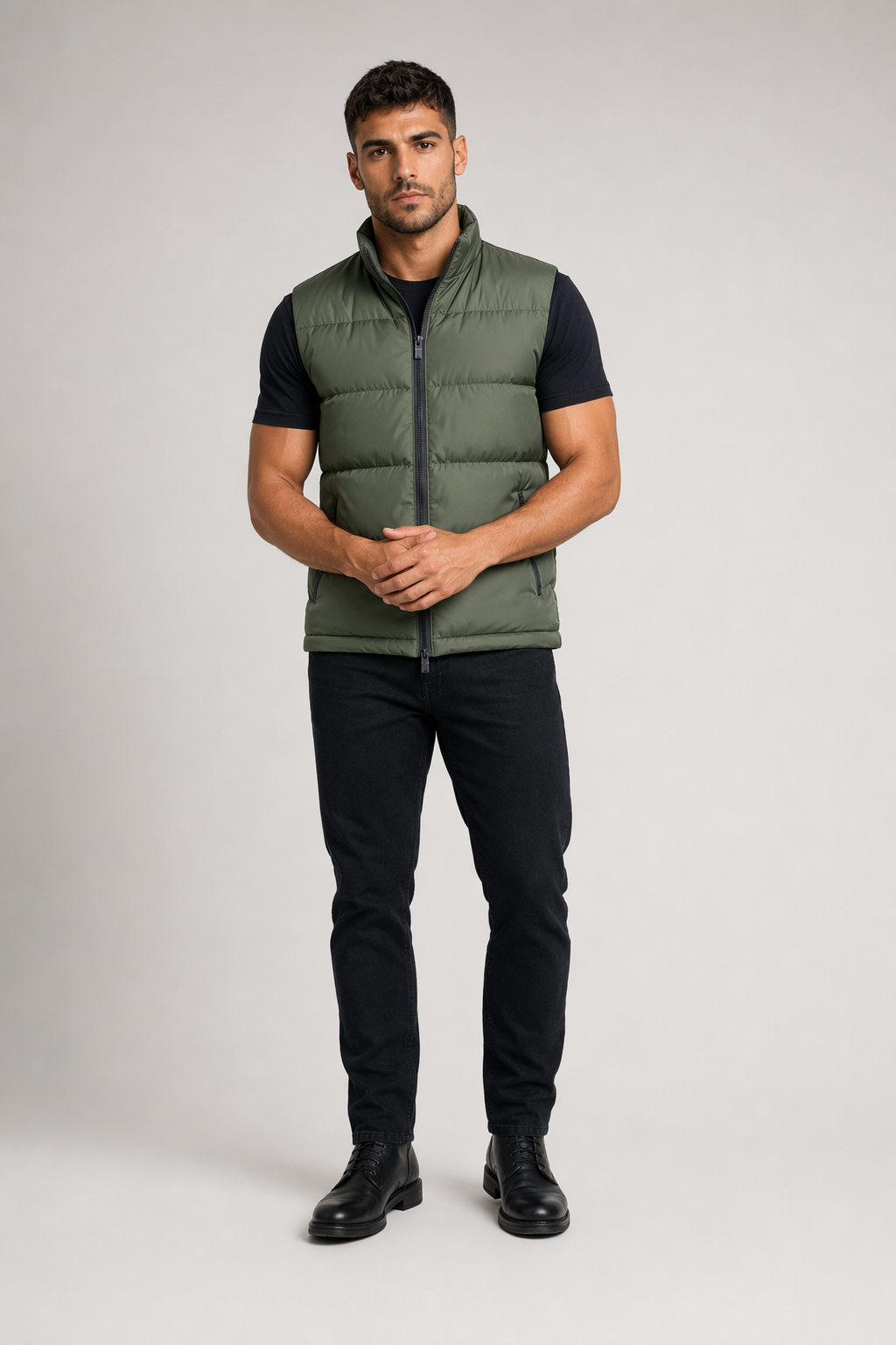 Casual Men's Insulated Sleeveless Jacket Army Green