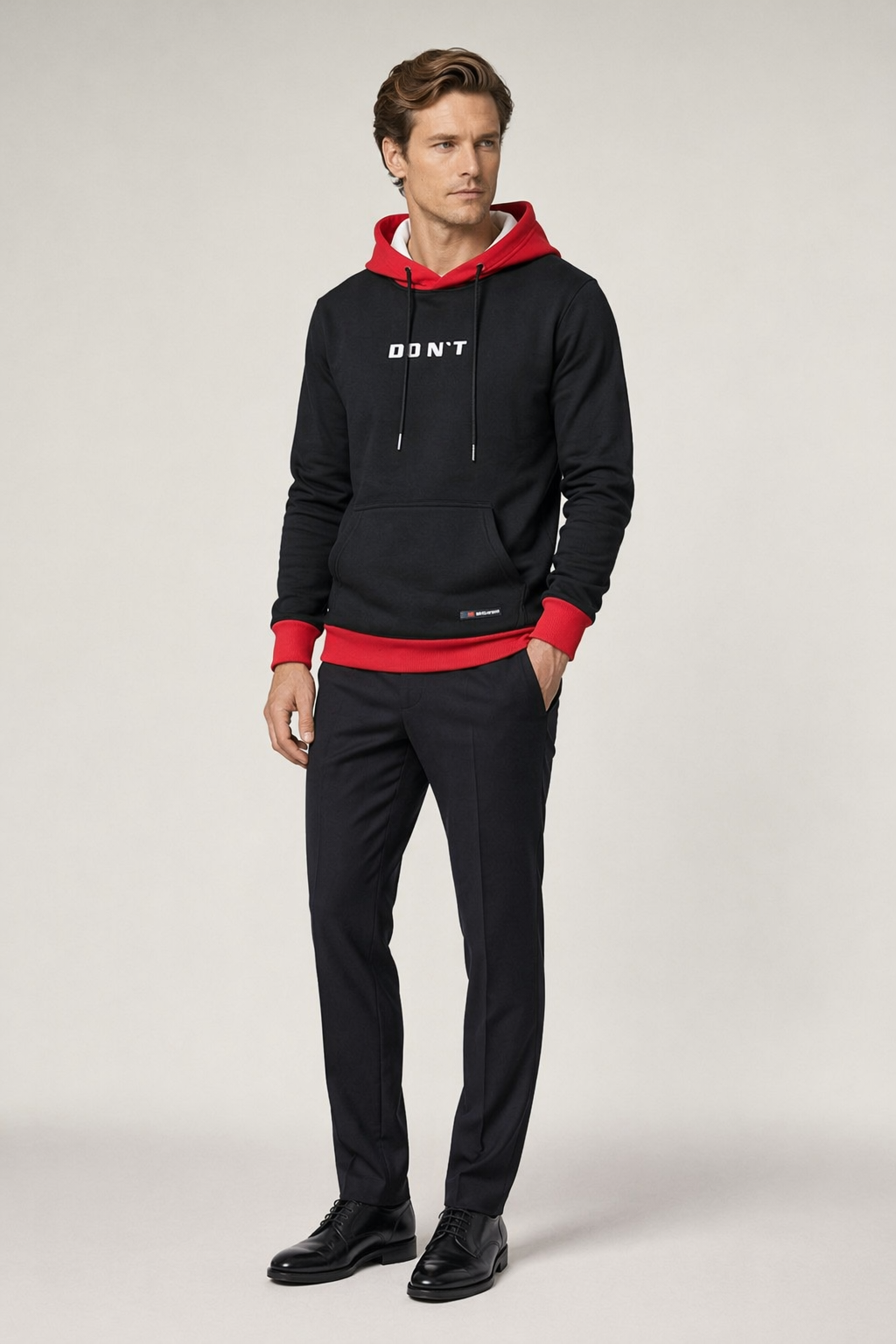Men's Two Tone Hoodie - Emphasizing Style and Elegance Black