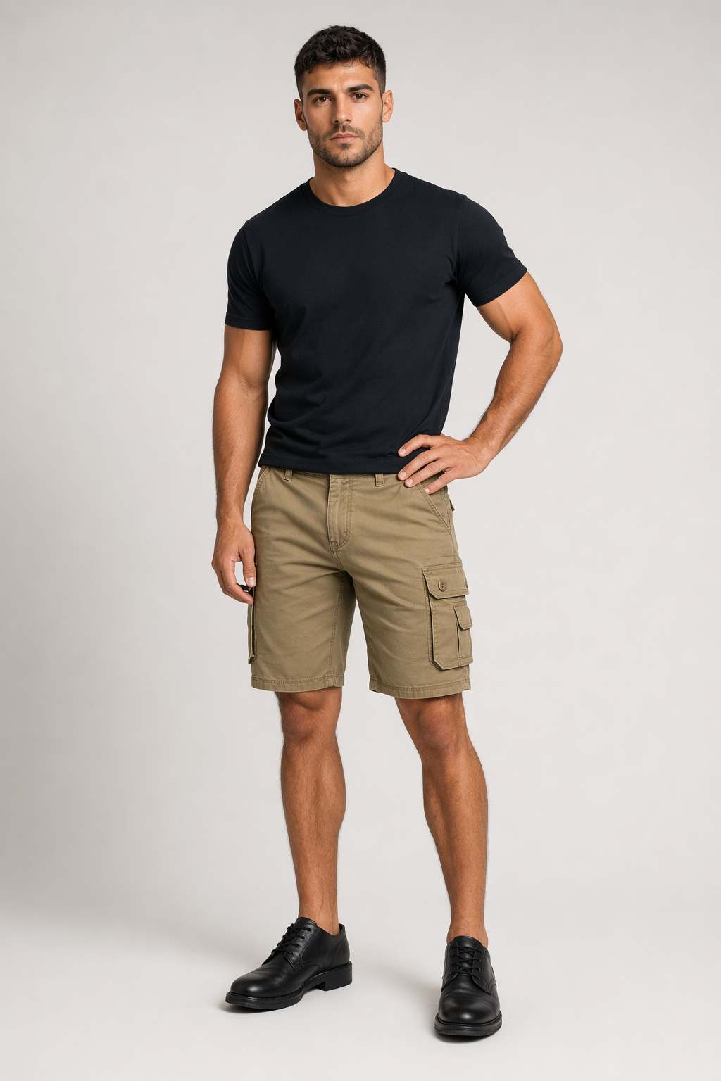 Side Pocketed Men's Casual Cargo Shorts Mud