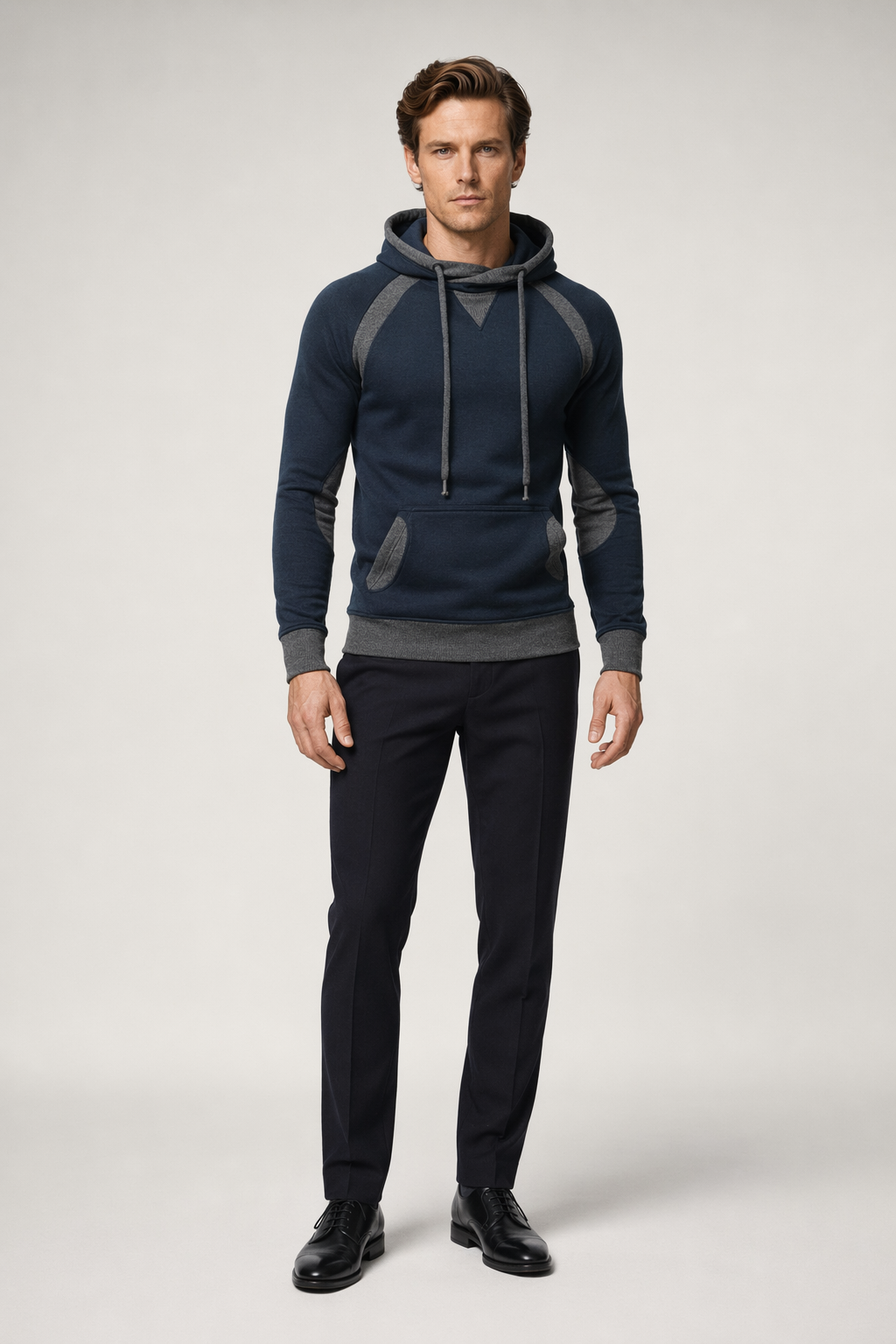 Two-Toned Men's Hoodie featuring Pockets Navy