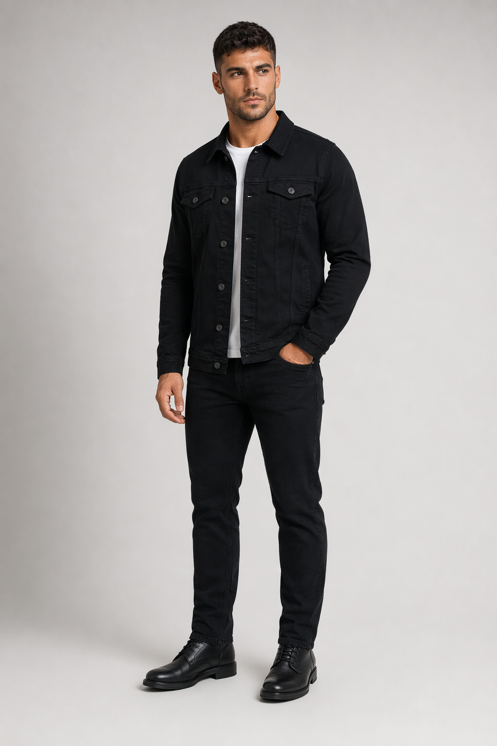 Casual Men's Jacket with Dual Pockets Black