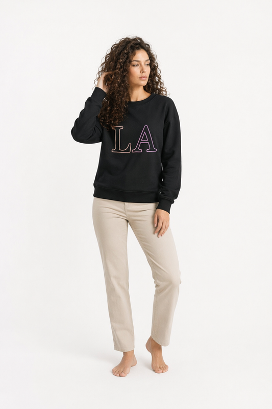 Gradient Crewneck Sweatshirt for Women Black