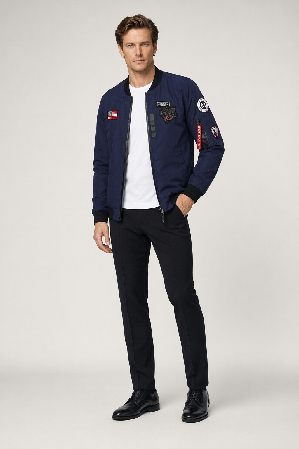 Zip-Tag Men's Bomber Jacket Navy