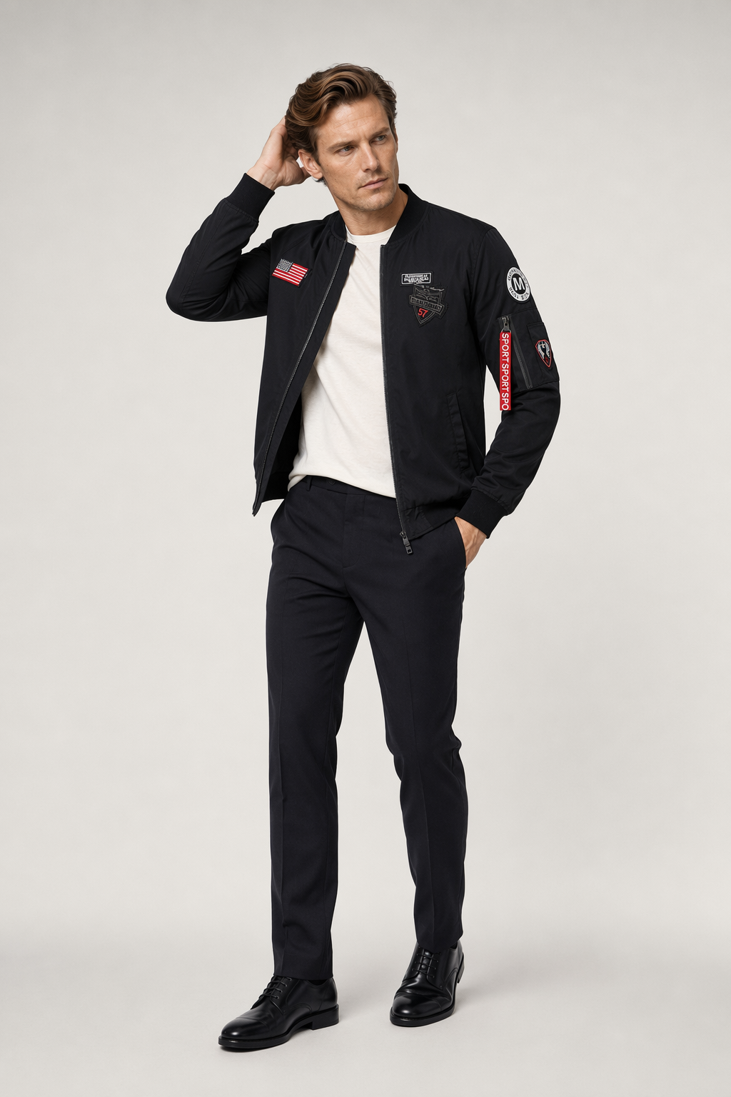 Zip-Tag Men's Bomber Jacket Black