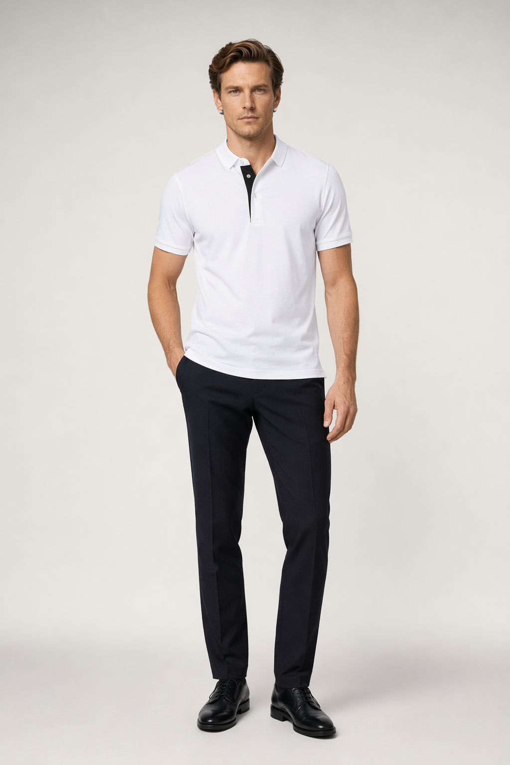 Casual Polo Shirt for Men with Short Sleeves White