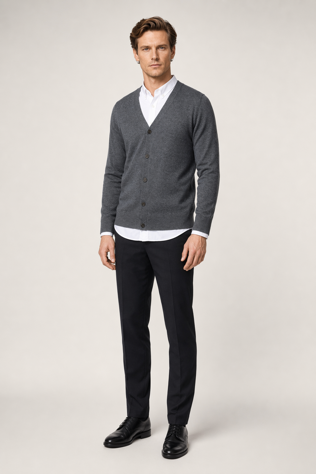 Everyday Men's Knitted Button-Up Cardigan Dark Gray