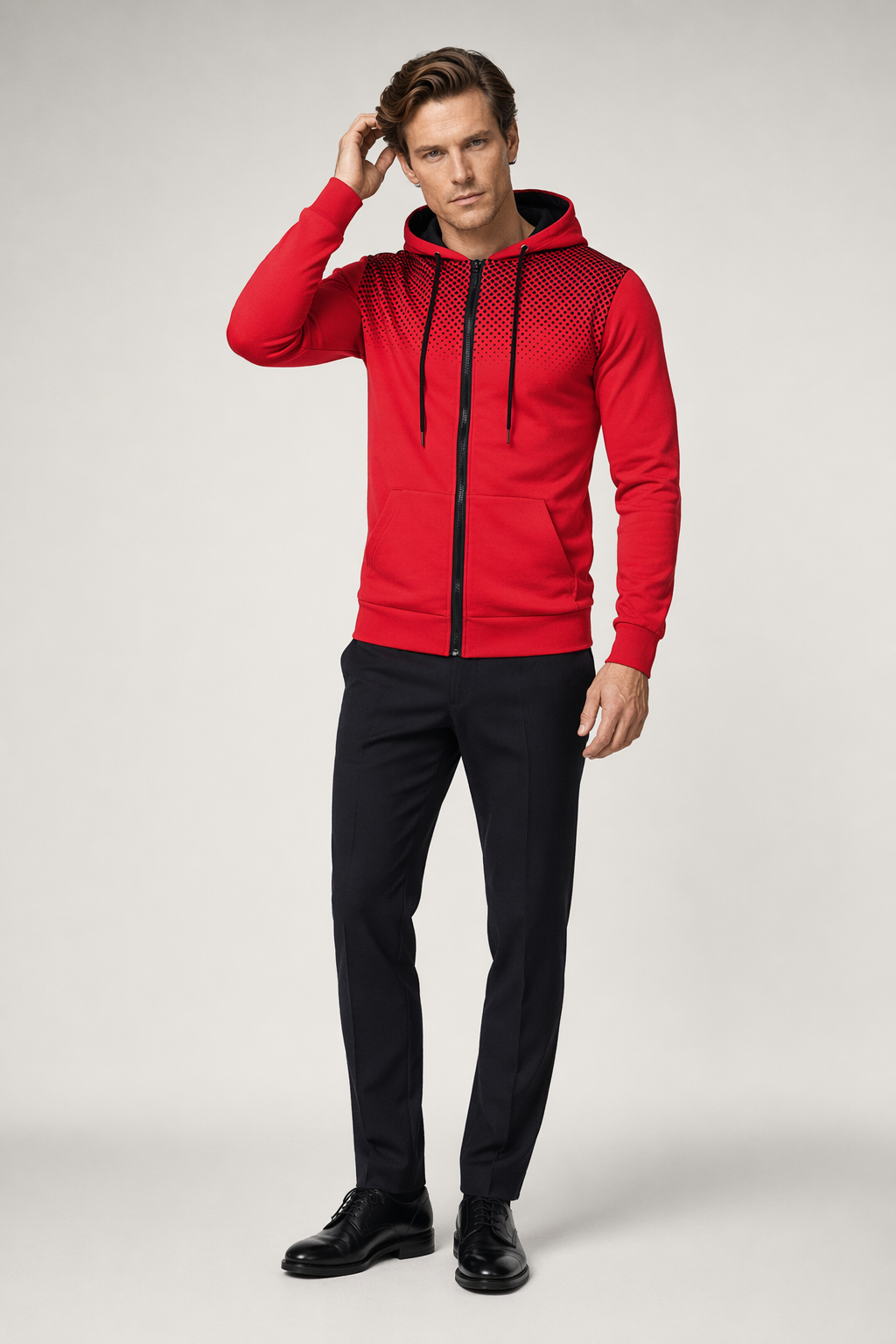 Lightweight Zip-Up Hoodie for Men Red