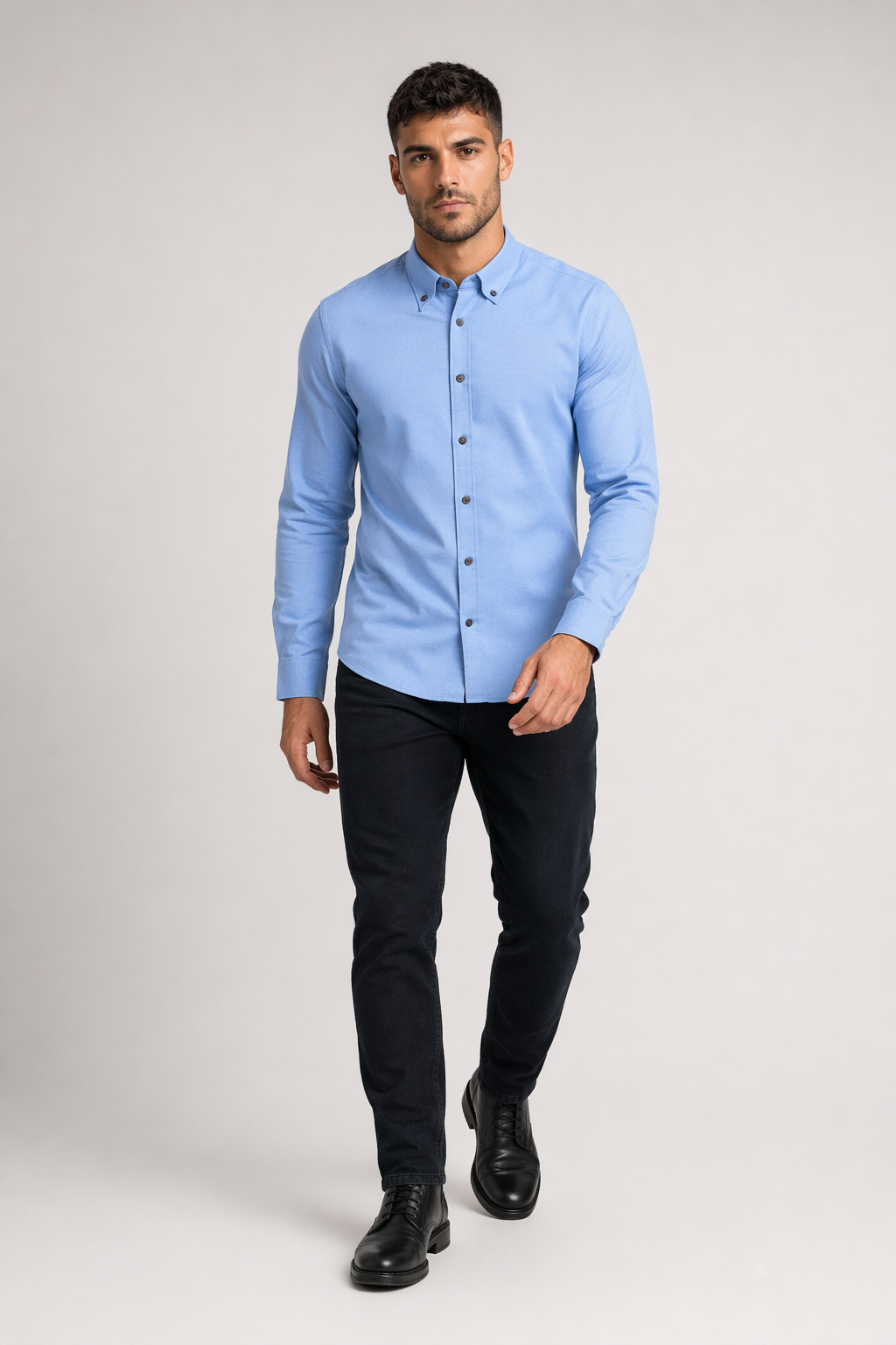 Long Sleeve Oxford Shirt for Men - Updated Title Blue