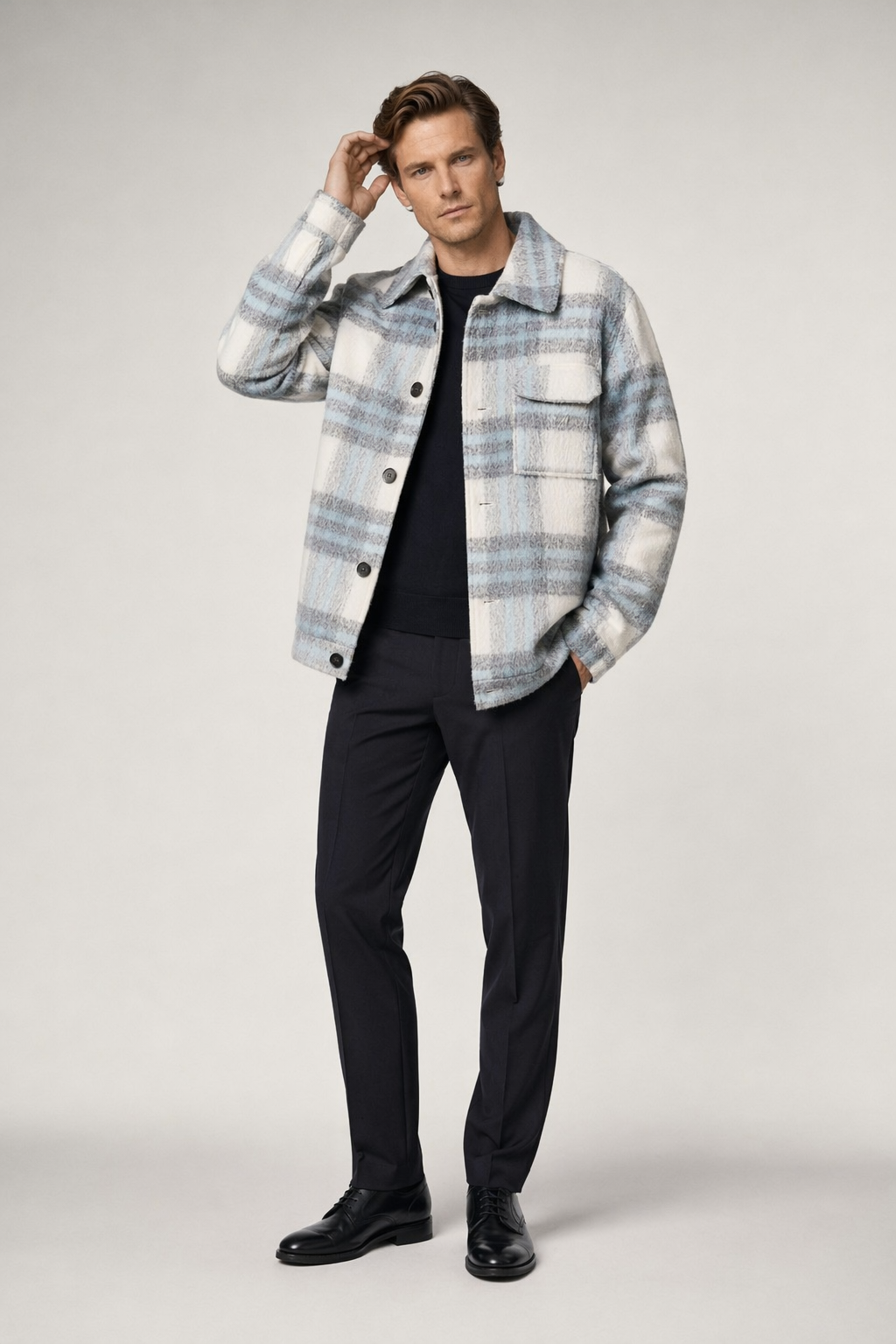 Plaid Shirt Jacket for Men: Enhancing Core Significance with a Fresh Twist Blue