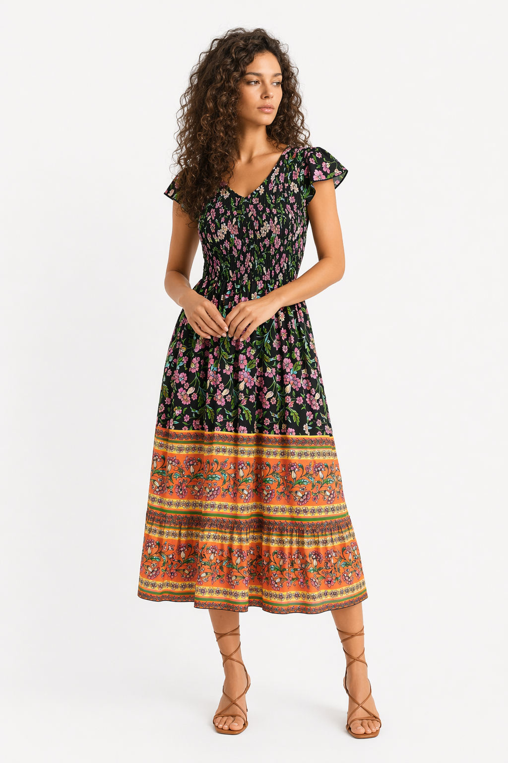 Floral Summer Dress for Women - One-Piece Design Black