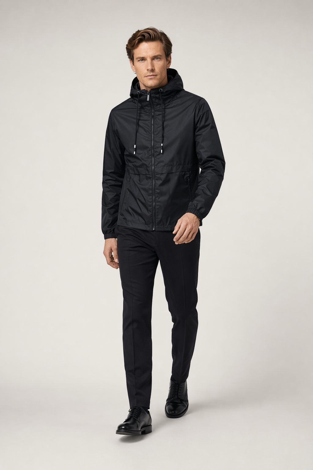 Black Windproof Jacket for Men Default