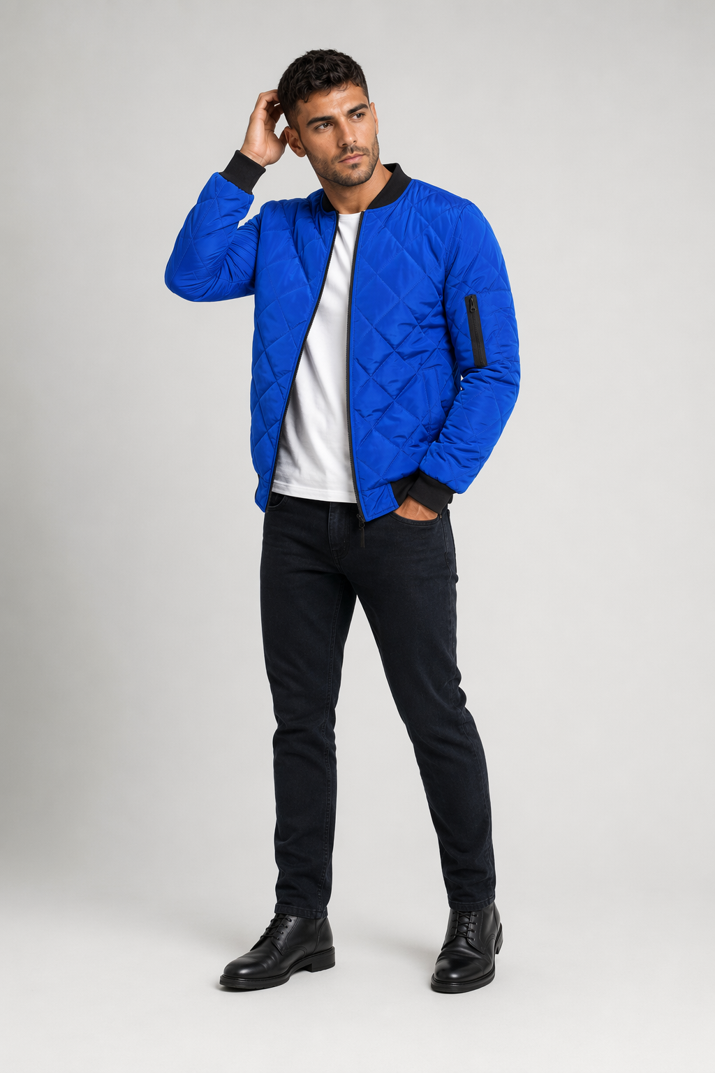 Quilted Jacket for Men Blue