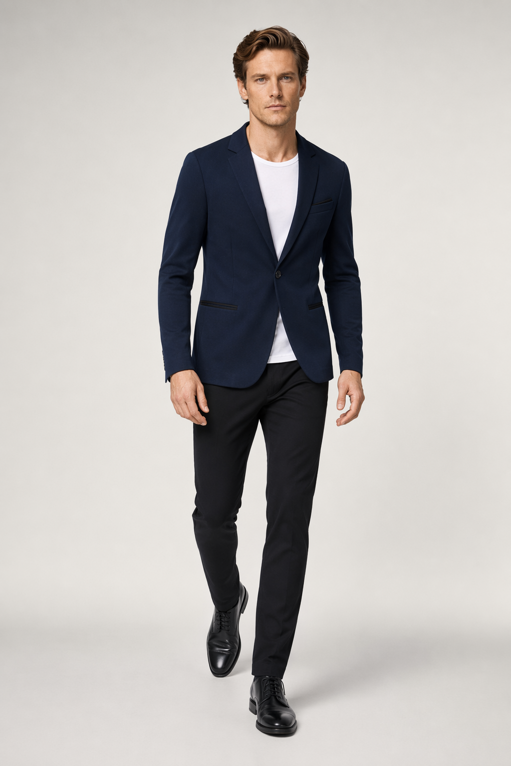 Single-Button Mens Smart Casual Jacket Navy
