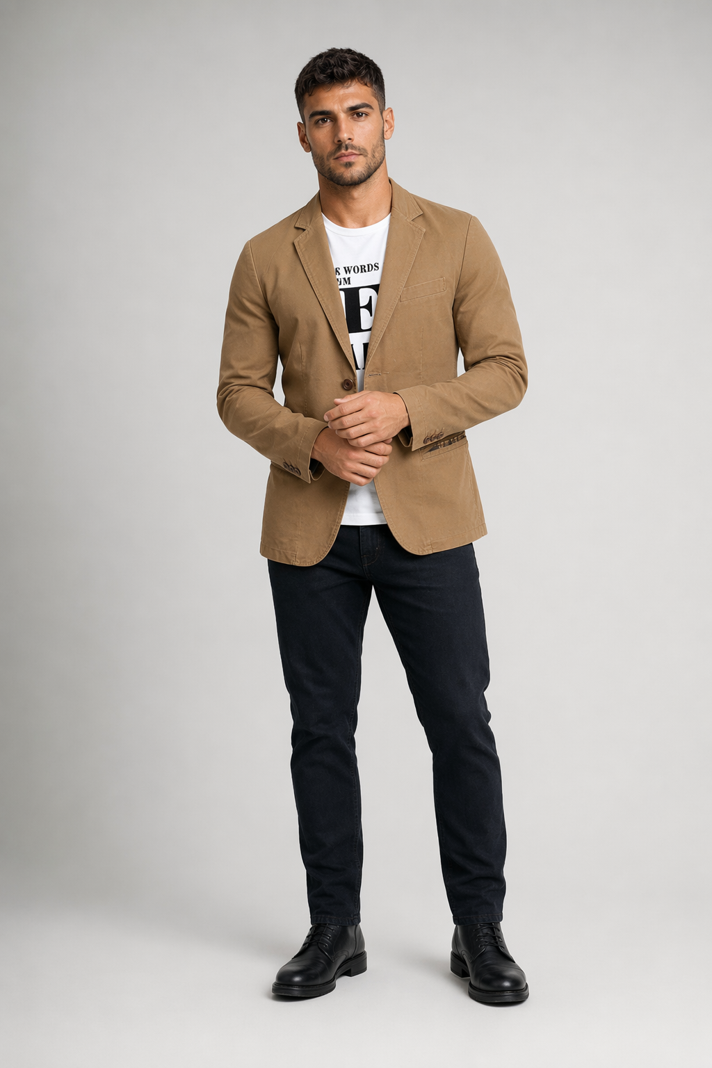 Casual Canvas Jacket for Men Light Brown