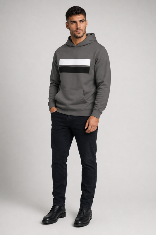 Double Strip Men's Hoodie Charcoal