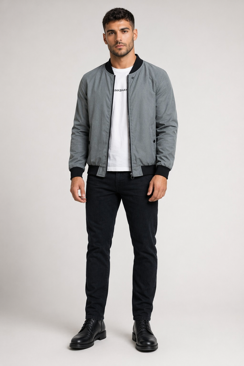 Core Meaning Clear: Men's Windproof Bomber Coat Gray