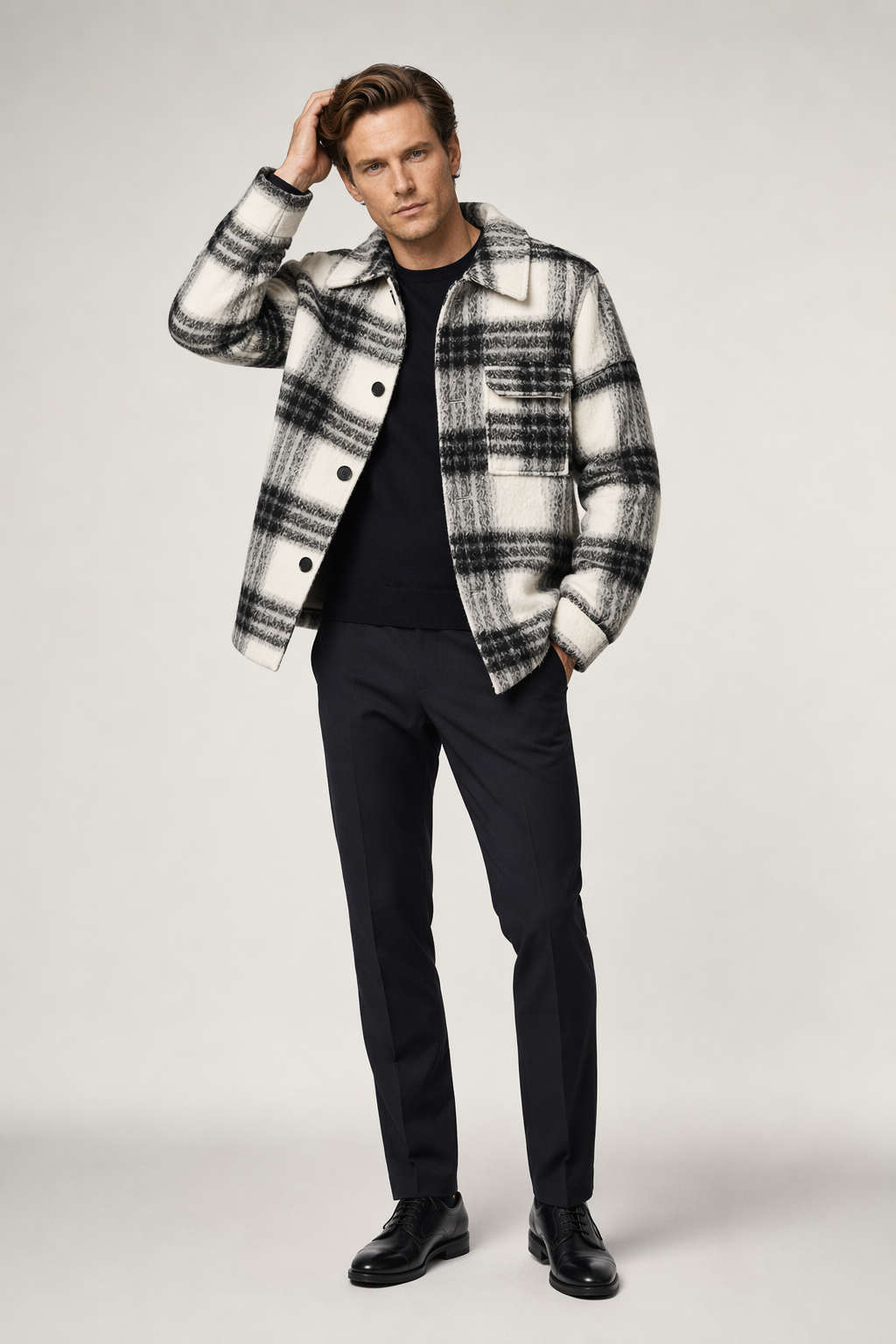 Plaid Shirt Jacket for Men: Enhancing Core Significance with a Fresh Twist Black