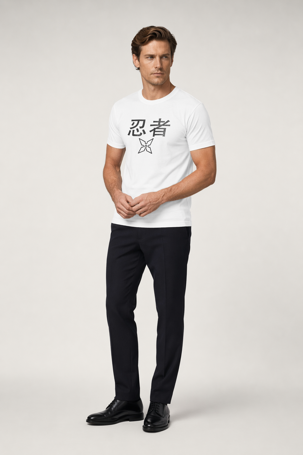 Ninja T-Shirt with a Worn-Out Look White